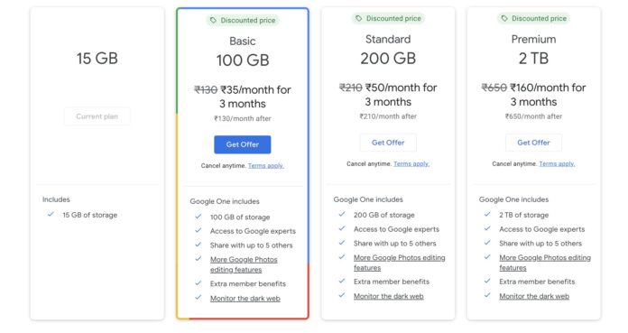 google one offer for storage