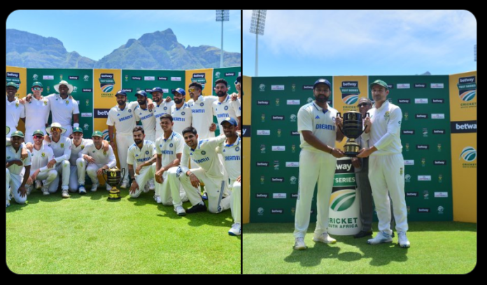 team india after wining in Cape Town match