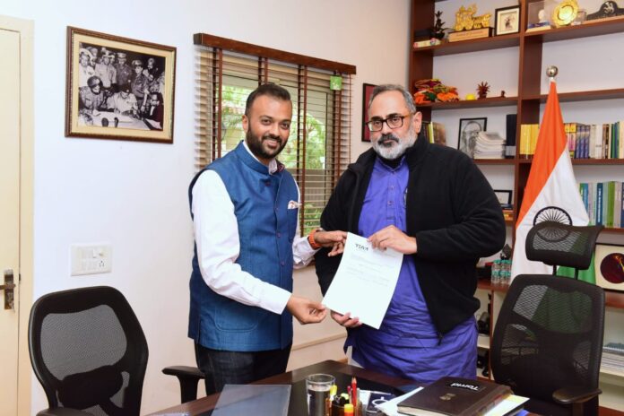 Union Minister Rajiv Chandrashekhar's meeting with Dream11 promoter Harsh Jain