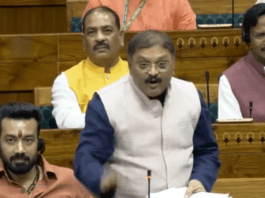 Chhatisgarh MP Santosh Pandey in Sansad during debate