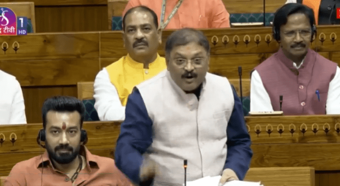 Chhatisgarh MP Santosh Pandey in Sansad during debate